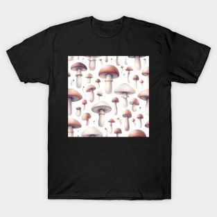 Simple Vintage Mushroom and Leaves Pattern T-Shirt
